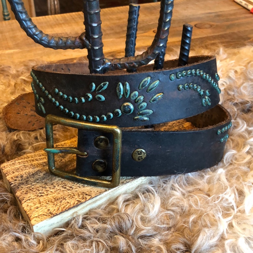 Beautiful Bed Stu leather belt from Sundance Catalog size large